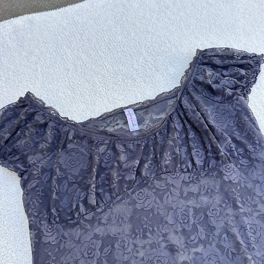 Urban Outfitters Rose Lace Baby Doll Dress Top Ruffle Sleeves - S - Picture 2 of 5
